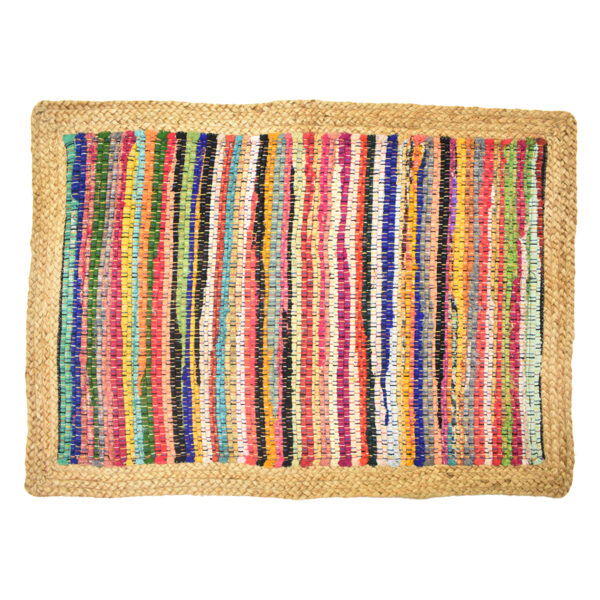Handgemaakt katoen-jute vloerkleed 80 × 50 cm