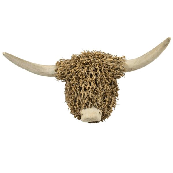 Tête de taureau murale en bois 60 × 35 × 33 cm
