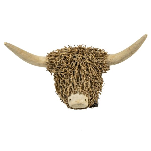 Tête de taureau murale en bois 45 × 26 × 36 cm